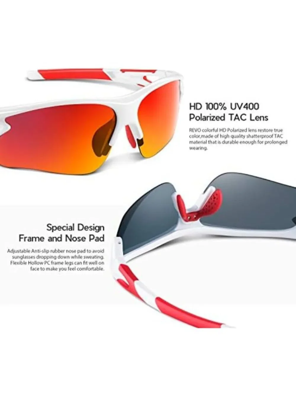 Polarized Sports Sunglasses for Men, Women & Youth - UV Protection, Lightweight